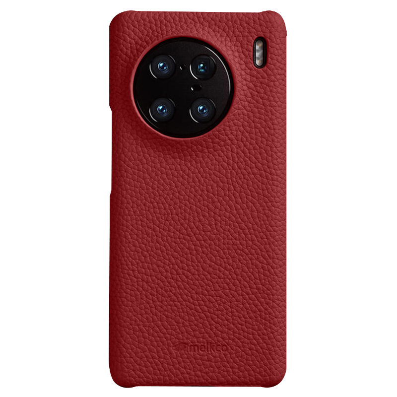 MELKCO For vivo X90 Pro 5G Incomplete Edge Shock-absorbing Phone Case Genuine Cow Leather Coated PC Cover