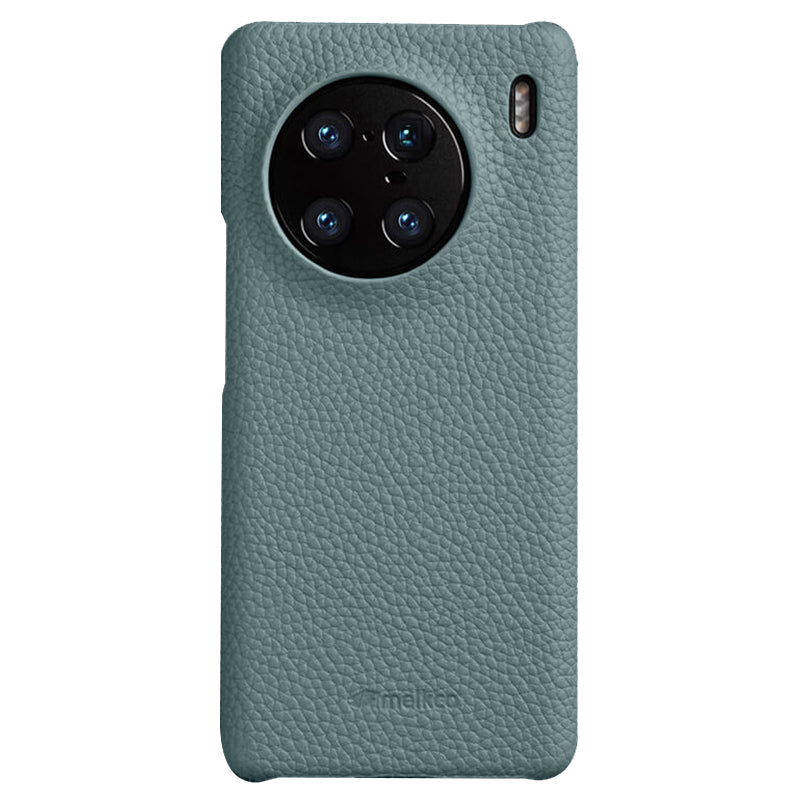 MELKCO For vivo X90 Pro 5G Incomplete Edge Shock-absorbing Phone Case Genuine Cow Leather Coated PC Cover