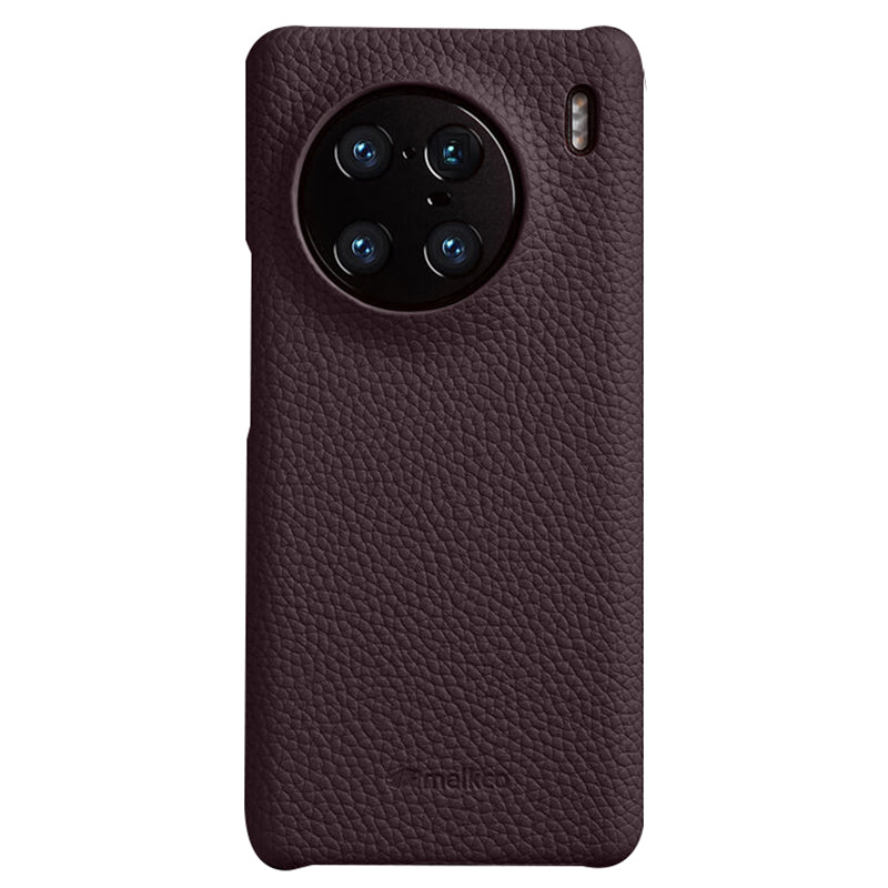 MELKCO For vivo X90 Pro 5G Incomplete Edge Shock-absorbing Phone Case Genuine Cow Leather Coated PC Cover