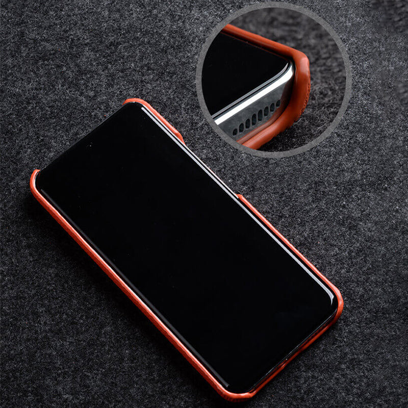 MELKCO For Xiaomi 14 Pro Incomplete Edge Phone Case Genuine Cow Leather Coated PC Cover
