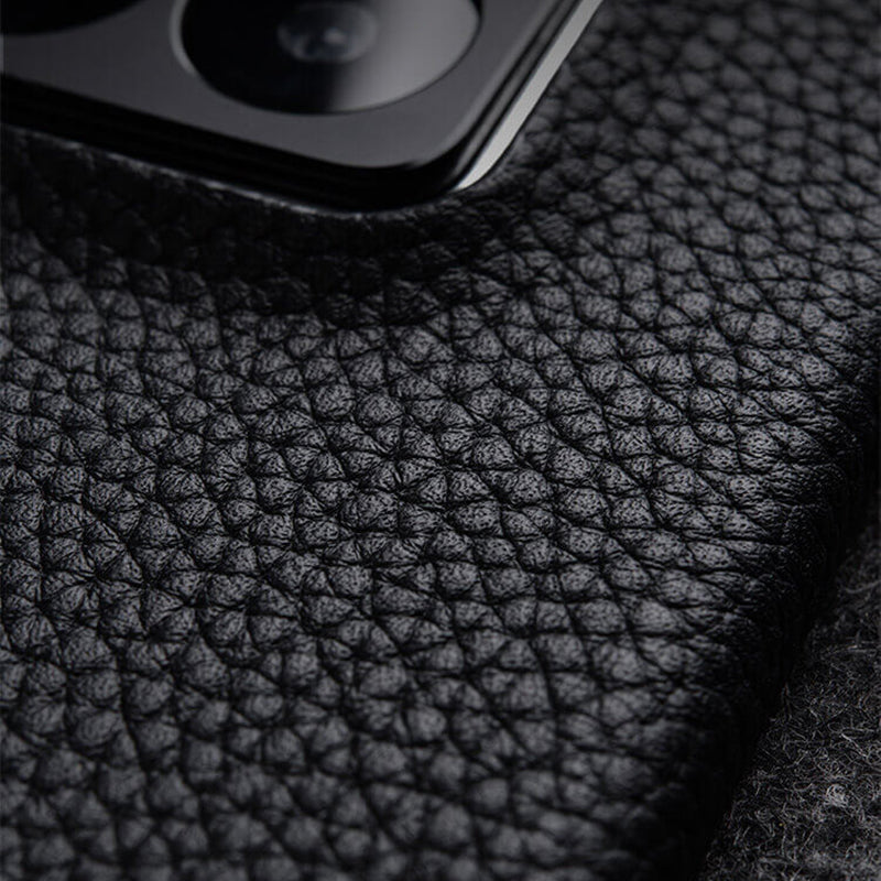 MELKCO For Xiaomi 14 Pro Incomplete Edge Phone Case Genuine Cow Leather Coated PC Cover