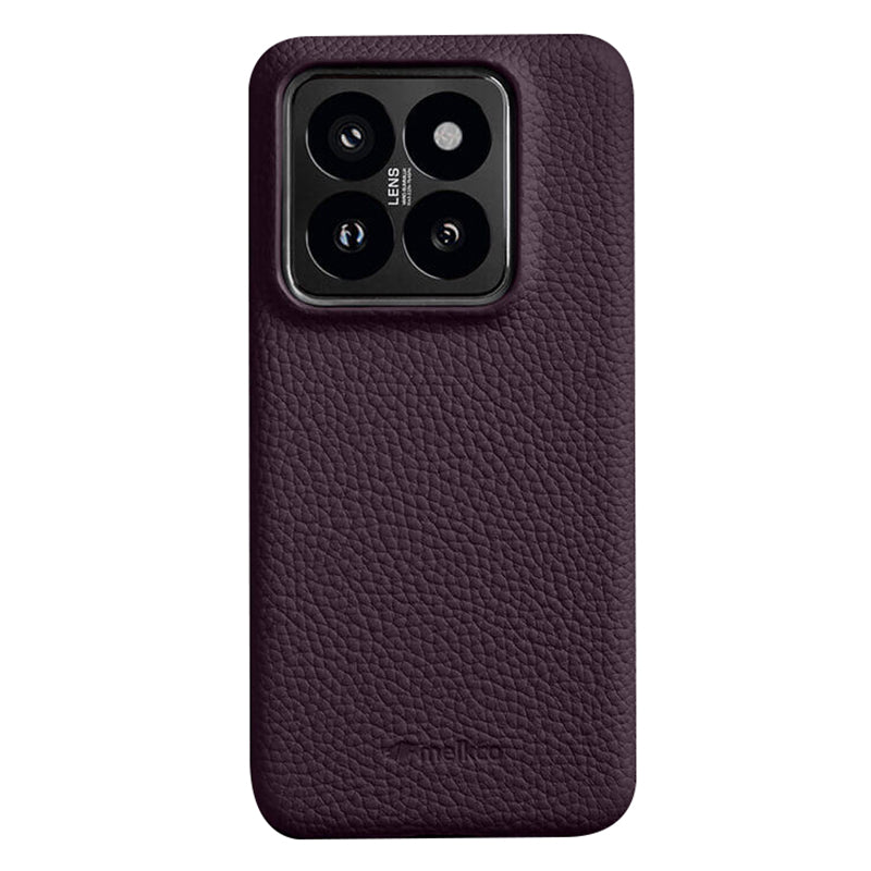 MELKCO For Xiaomi 14 Pro Incomplete Edge Phone Case Genuine Cow Leather Coated PC Cover