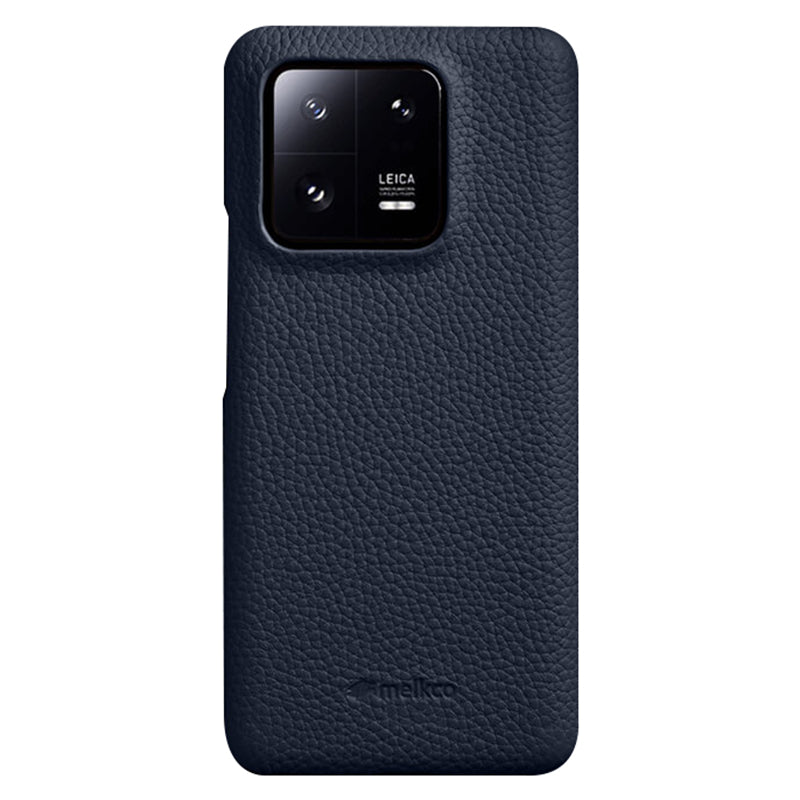 MELKCO Cellphone Case for Xiaomi 13 Incomplete Edge Genuine Cow Leather Coated PC Cover