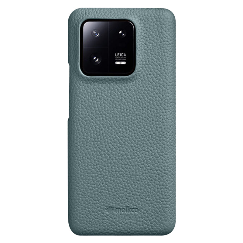 MELKCO Cellphone Case for Xiaomi 13 Incomplete Edge Genuine Cow Leather Coated PC Cover