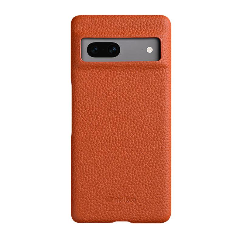 MELKCO Cellphone Case for Google Pixel 7 5G Genuine Cow Leather Coated PC Scratch Proof Cover
