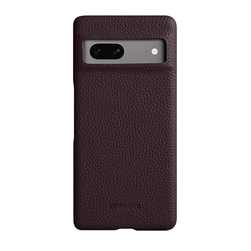 MELKCO Cellphone Case for Google Pixel 7 5G Genuine Cow Leather Coated PC Scratch Proof Cover