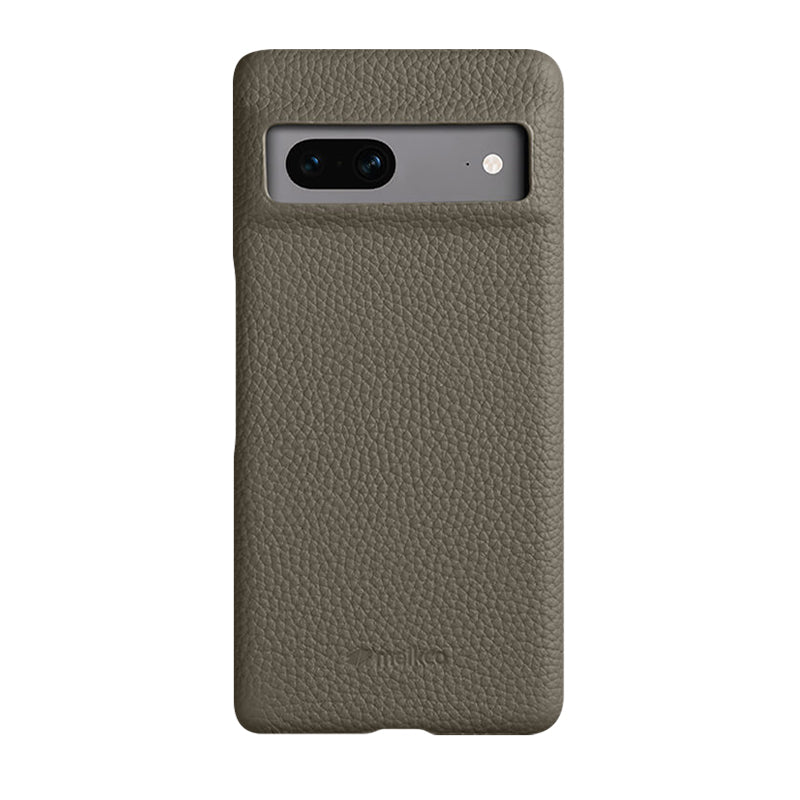 MELKCO Cellphone Case for Google Pixel 7 5G Genuine Cow Leather Coated PC Scratch Proof Cover