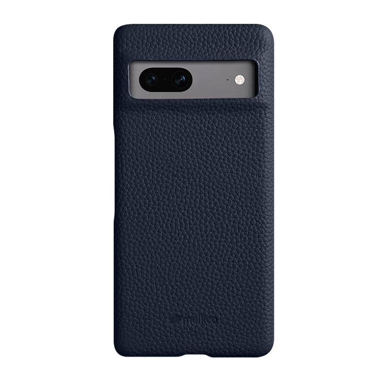 MELKCO Cellphone Case for Google Pixel 7 5G Genuine Cow Leather Coated PC Scratch Proof Cover