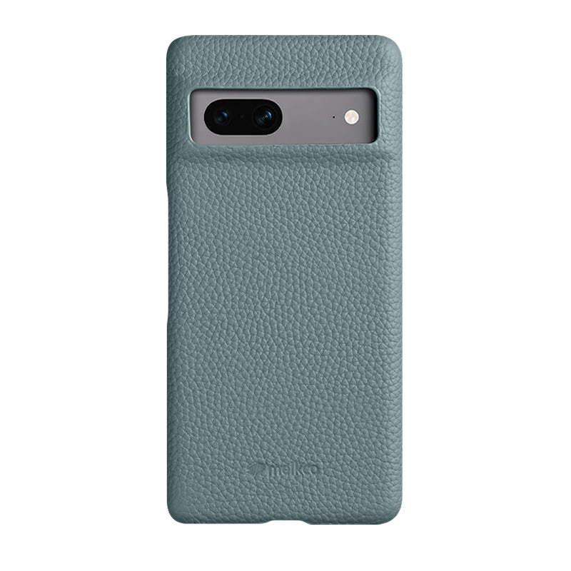 MELKCO Cellphone Case for Google Pixel 7 5G Genuine Cow Leather Coated PC Scratch Proof Cover