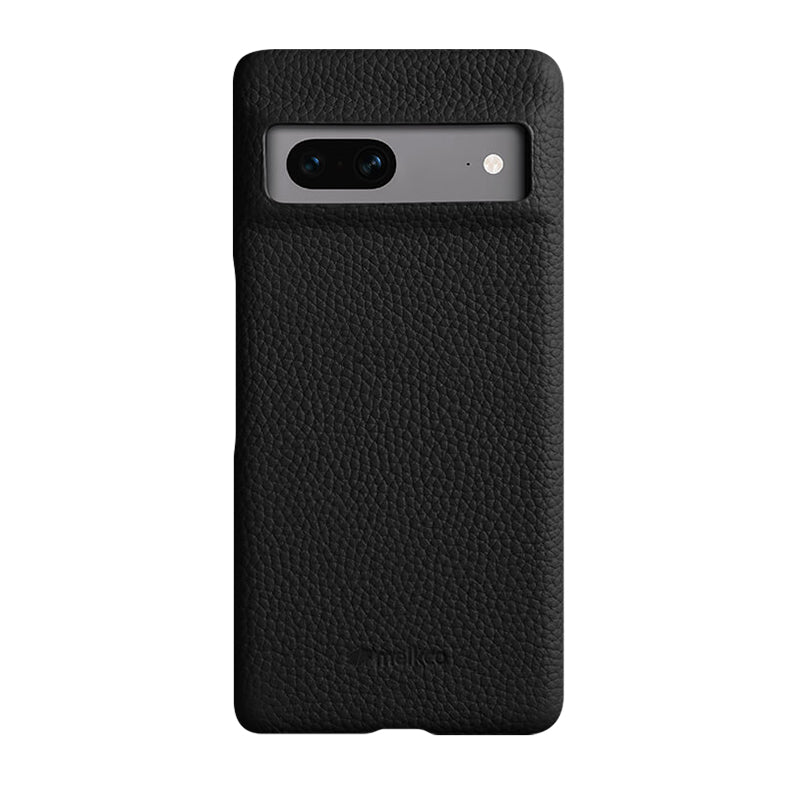 MELKCO Cellphone Case for Google Pixel 7 5G Genuine Cow Leather Coated PC Scratch Proof Cover