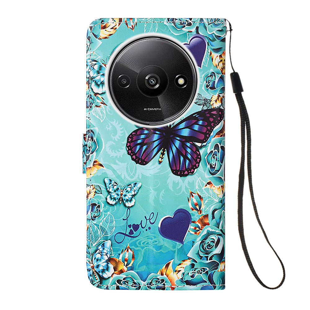 YB Pattern Printing Leather Series-4 for Xiaomi Redmi A3 / Poco C61 4G Case Wallet Pattern Printing Phone Cover