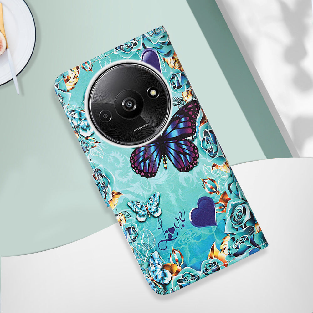 YB Pattern Printing Leather Series-4 for Xiaomi Redmi A3 / Poco C61 4G Case Wallet Pattern Printing Phone Cover
