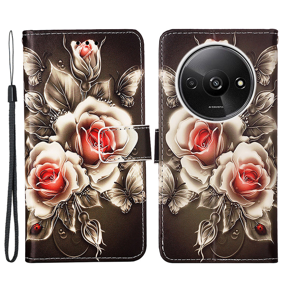 YB Pattern Printing Leather Series-4 for Xiaomi Redmi A3 / Poco C61 4G Case Wallet Pattern Printing Phone Cover