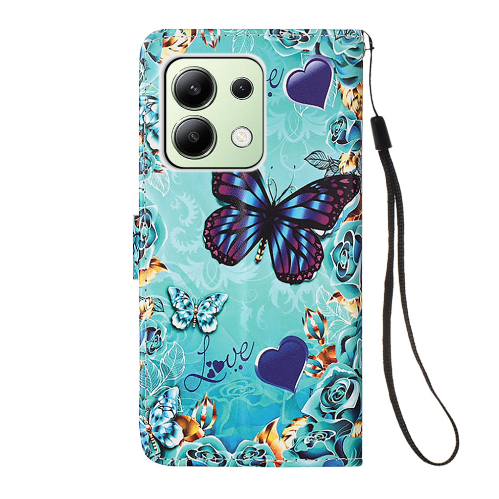 YB Pattern Printing Leather Series-4 for Xiaomi Redmi Note 13 4G Phone Case with Hand Strap