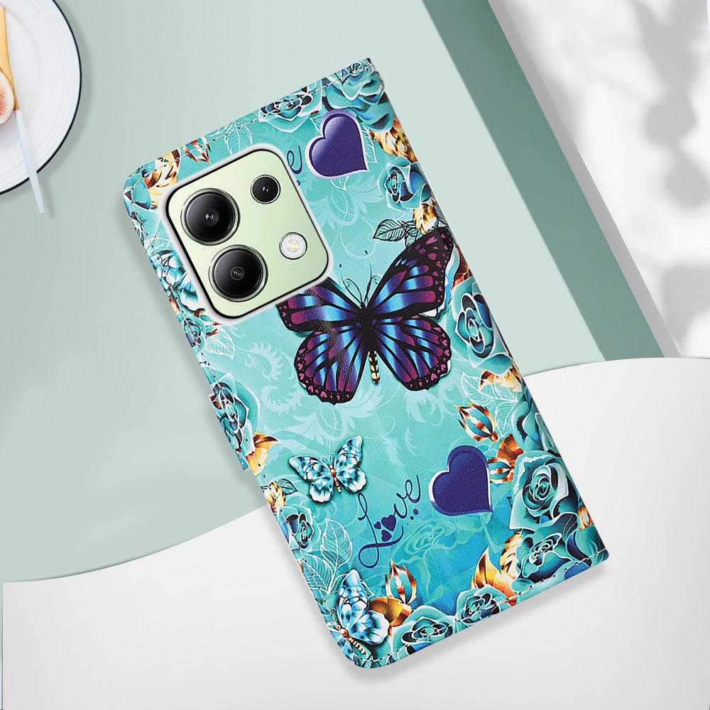 YB Pattern Printing Leather Series-4 for Xiaomi Redmi Note 13 4G Phone Case with Hand Strap