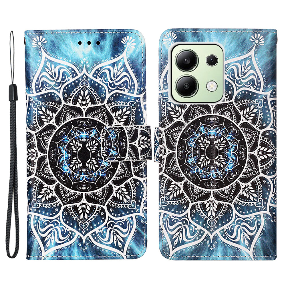 YB Pattern Printing Leather Series-4 for Xiaomi Redmi Note 13 4G Phone Case with Hand Strap