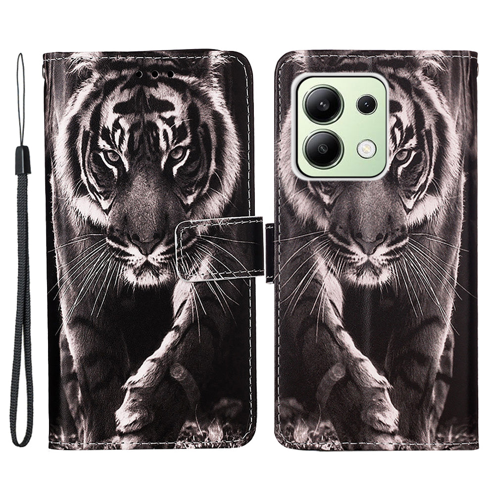 YB Pattern Printing Leather Series-4 for Xiaomi Redmi Note 13 4G Phone Case with Hand Strap