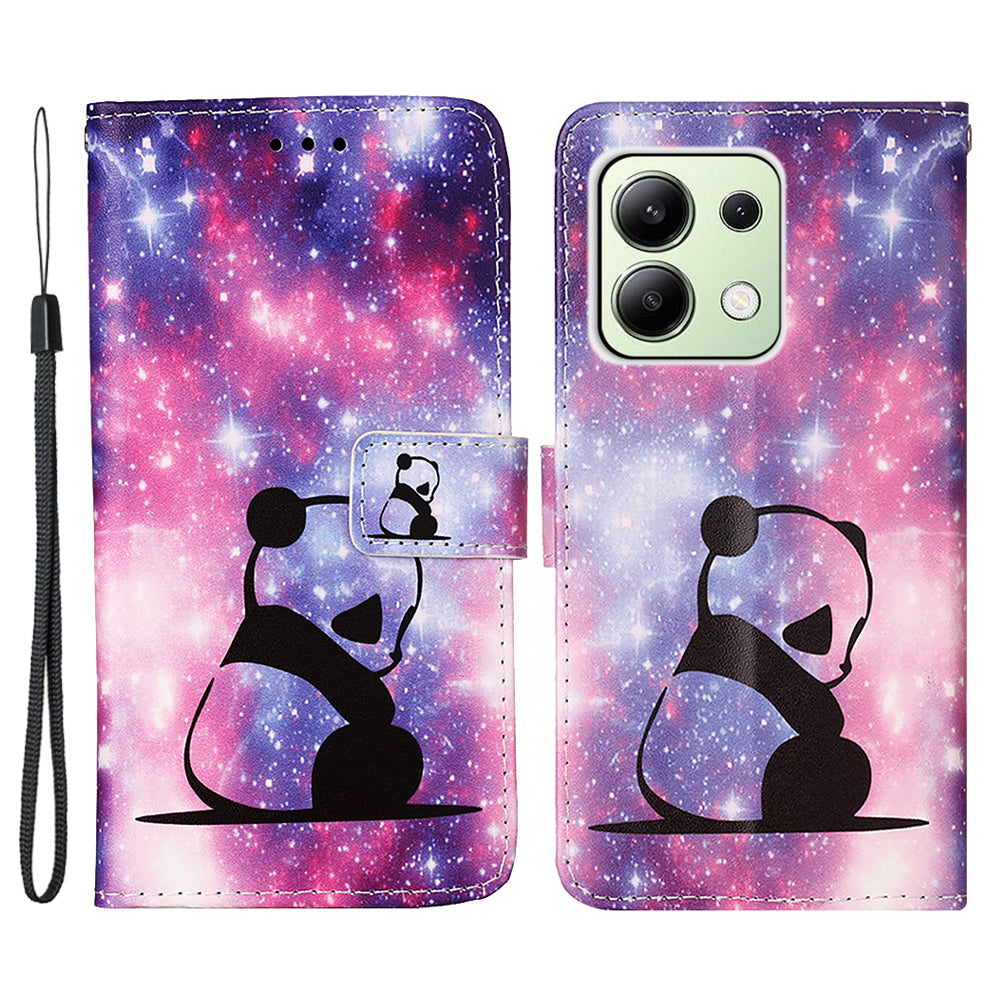 YB Pattern Printing Leather Series-4 for Xiaomi Redmi Note 13 4G Phone Case with Hand Strap