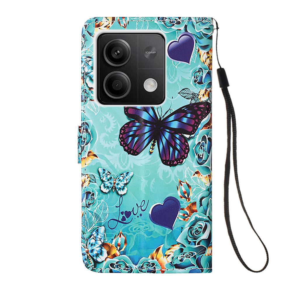 YB Pattern Printing Leather Series-4 for Xiaomi Redmi Note 13 5G Phone Case Pattern Printing Stand Cover