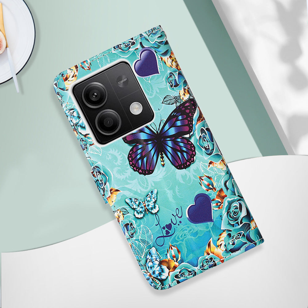 YB Pattern Printing Leather Series-4 for Xiaomi Redmi Note 13 5G Phone Case Pattern Printing Stand Cover