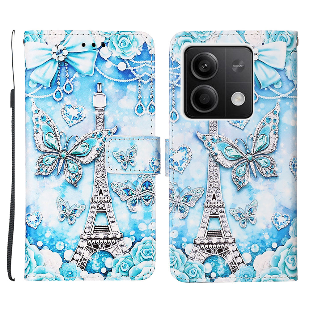 YB Pattern Printing Leather Series-4 for Xiaomi Redmi Note 13 5G Phone Case Pattern Printing Stand Cover