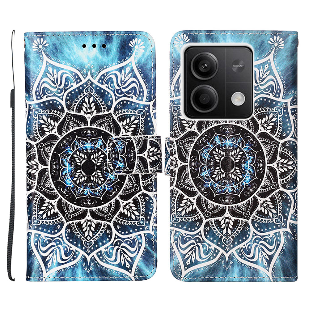 YB Pattern Printing Leather Series-4 for Xiaomi Redmi Note 13 5G Phone Case Pattern Printing Stand Cover