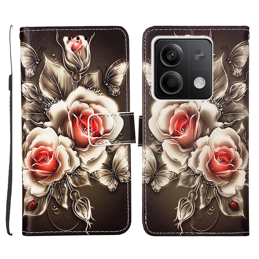 YB Pattern Printing Leather Series-4 for Xiaomi Redmi Note 13 5G Phone Case Pattern Printing Stand Cover