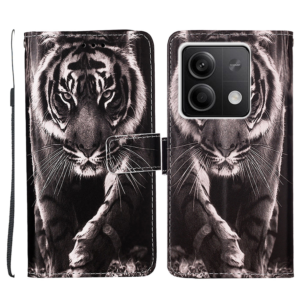 YB Pattern Printing Leather Series-4 for Xiaomi Redmi Note 13 5G Phone Case Pattern Printing Stand Cover