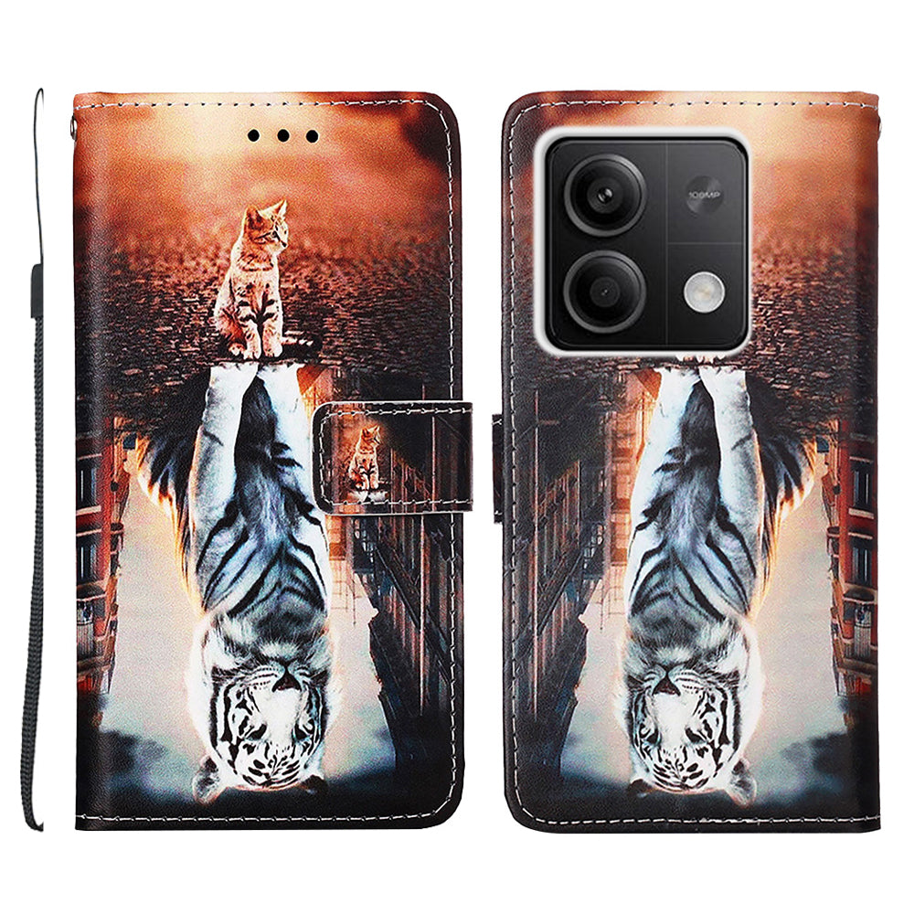 YB Pattern Printing Leather Series-4 for Xiaomi Redmi Note 13 5G Phone Case Pattern Printing Stand Cover