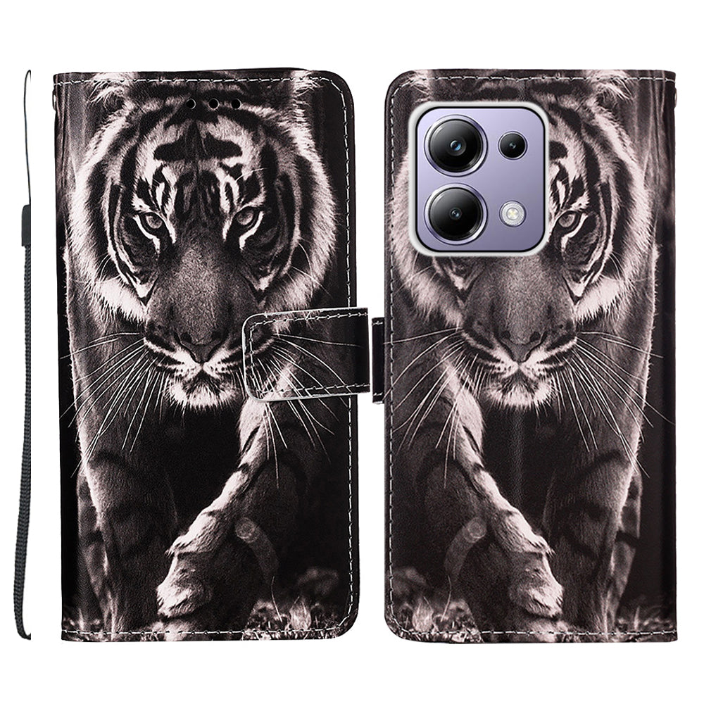 YB Pattern Printing Leather Series-4 for Xiaomi Redmi Note 13 Pro 4G / Poco M6 Pro 4G Case Leather Wallet Cover