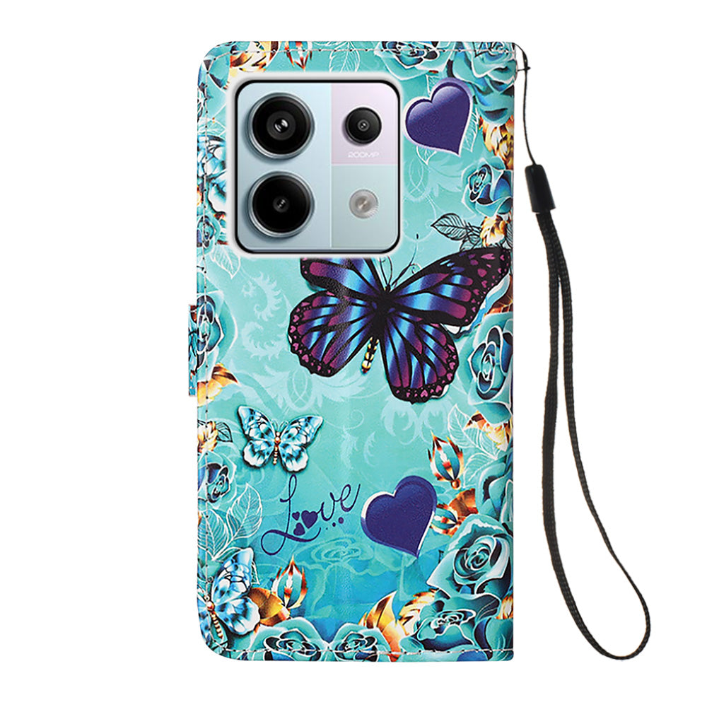 YB Pattern Printing Leather Series-4 for Xiaomi Redmi Note 13 Pro 5G / Poco X6 5G Case Foldable Stand Phone Shell