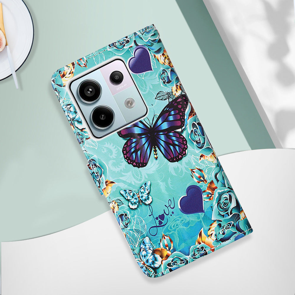 YB Pattern Printing Leather Series-4 for Xiaomi Redmi Note 13 Pro 5G / Poco X6 5G Case Foldable Stand Phone Shell