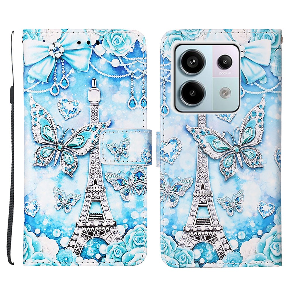 YB Pattern Printing Leather Series-4 for Xiaomi Redmi Note 13 Pro 5G / Poco X6 5G Case Foldable Stand Phone Shell