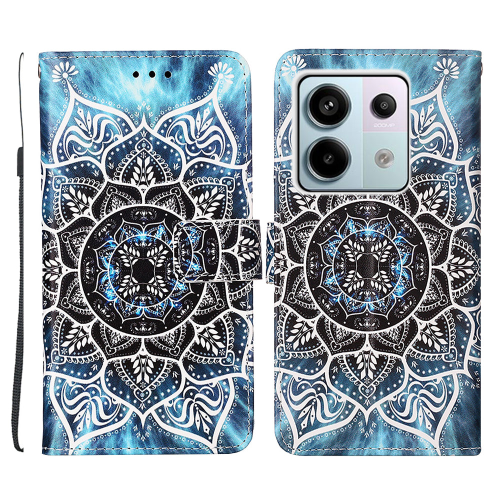 YB Pattern Printing Leather Series-4 for Xiaomi Redmi Note 13 Pro 5G / Poco X6 5G Case Foldable Stand Phone Shell