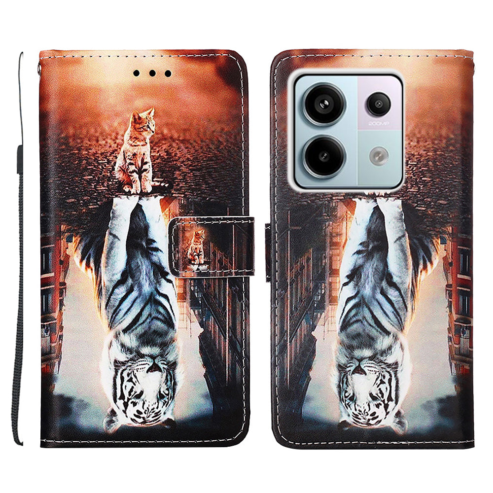 YB Pattern Printing Leather Series-4 for Xiaomi Redmi Note 13 Pro 5G / Poco X6 5G Case Foldable Stand Phone Shell