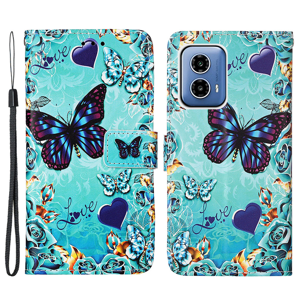 YB Pattern Printing Leather Series-4 for Motorola Moto G34 5G Case Leather Wallet Flip Cover
