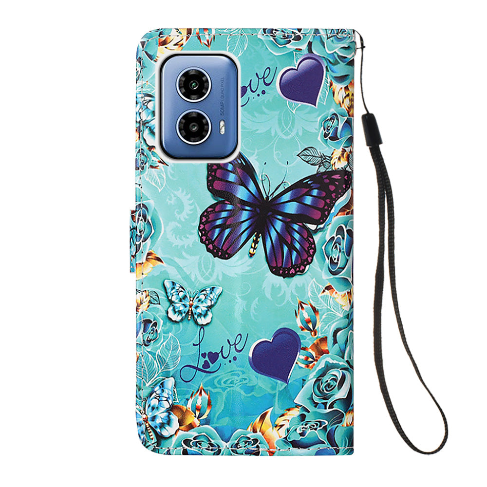 YB Pattern Printing Leather Series-4 for Motorola Moto G34 5G Case Leather Wallet Flip Cover