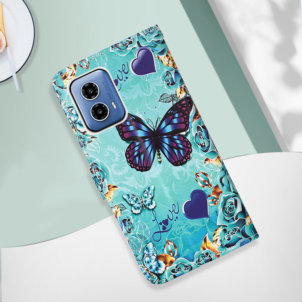 YB Pattern Printing Leather Series-4 for Motorola Moto G34 5G Case Leather Wallet Flip Cover