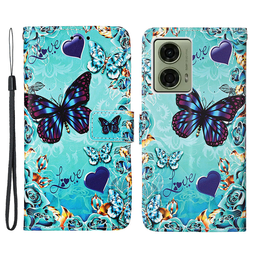 YB Pattern Printing Leather Series-4 for Motorola Moto G04 4G / G24 4G Case Card Slot Holder Stand Phone Cover