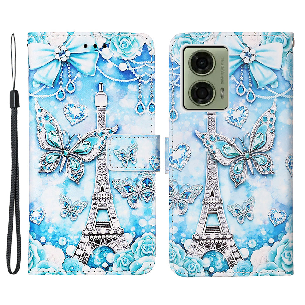 YB Pattern Printing Leather Series-4 for Motorola Moto G04 4G / G24 4G Case Card Slot Holder Stand Phone Cover