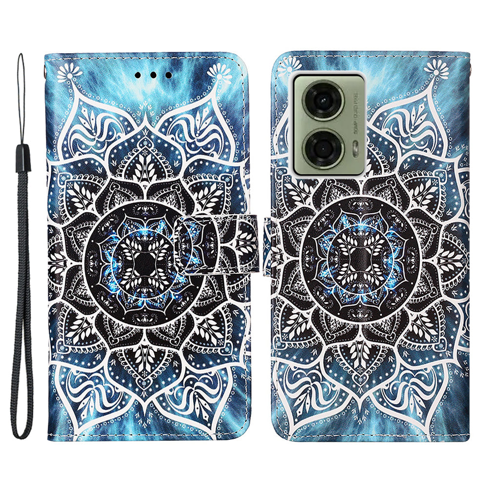 YB Pattern Printing Leather Series-4 for Motorola Moto G04 4G / G24 4G Case Card Slot Holder Stand Phone Cover