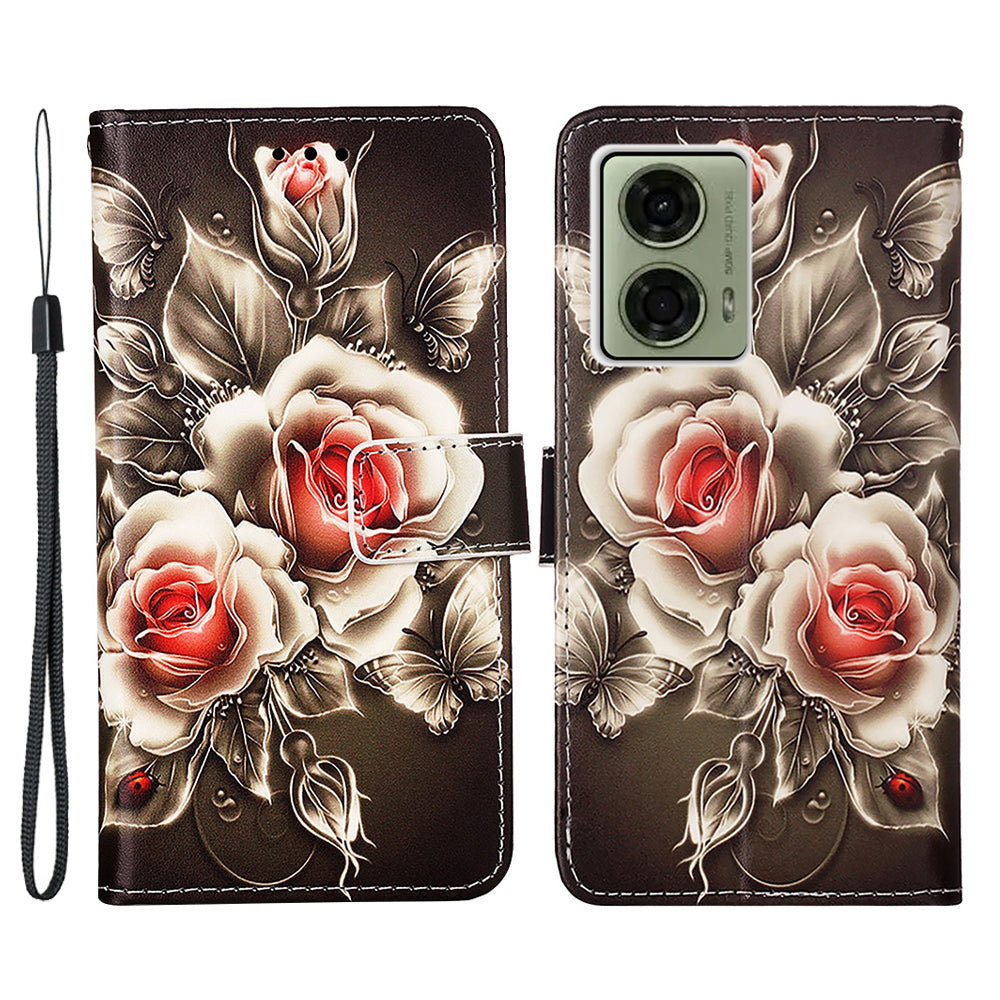 YB Pattern Printing Leather Series-4 for Motorola Moto G04 4G / G24 4G Case Card Slot Holder Stand Phone Cover