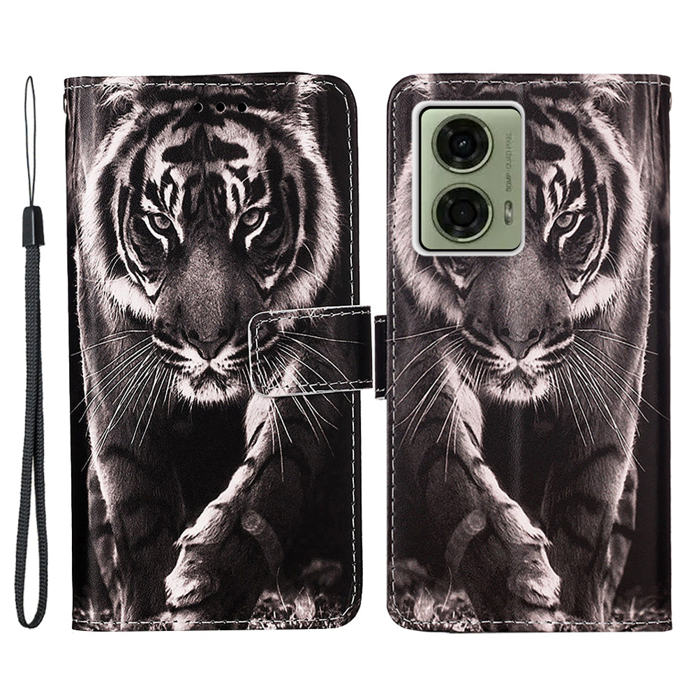 YB Pattern Printing Leather Series-4 for Motorola Moto G04 4G / G24 4G Case Card Slot Holder Stand Phone Cover