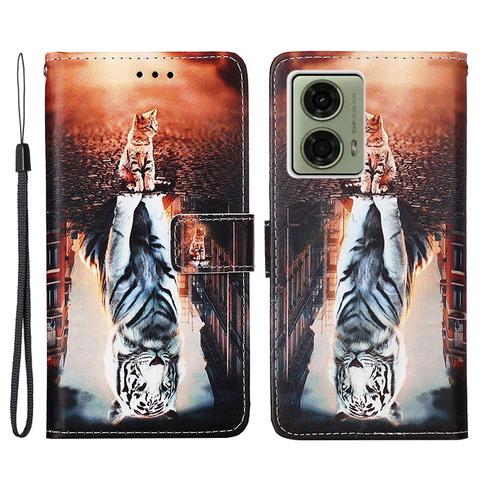 YB Pattern Printing Leather Series-4 for Motorola Moto G04 4G / G24 4G Case Card Slot Holder Stand Phone Cover