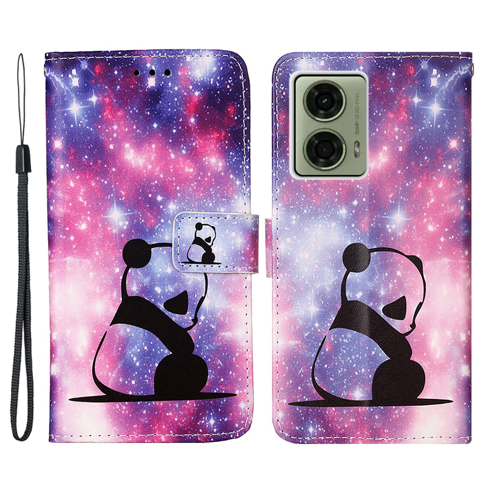 YB Pattern Printing Leather Series-4 for Motorola Moto G04 4G / G24 4G Case Card Slot Holder Stand Phone Cover