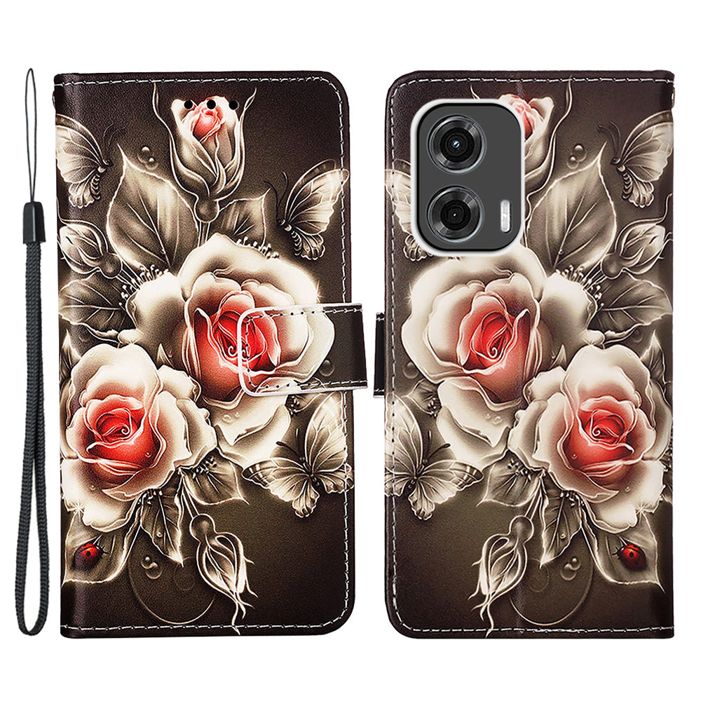 YB Pattern Printing Leather Series-4 for Motorola Moto G Stylus 5G (2024) Case Folio Wallet Phone Cover