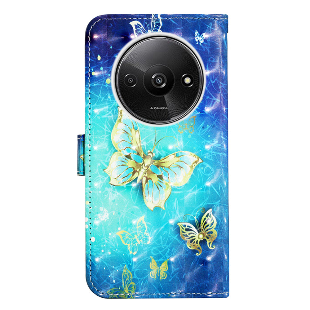 YB Pattern Printing Leather Series-2 For Xiaomi Redmi A3 / Poco C61 4G Case 3D Pattern Folio Purse Phone Cover