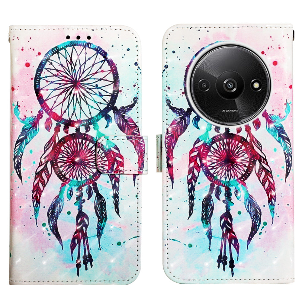 YB Pattern Printing Leather Series-2 For Xiaomi Redmi A3 / Poco C61 4G Case 3D Pattern Folio Purse Phone Cover