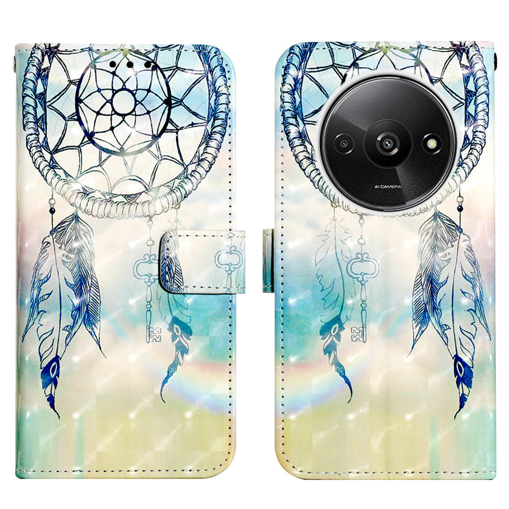 YB Pattern Printing Leather Series-2 For Xiaomi Redmi A3 / Poco C61 4G Case 3D Pattern Folio Purse Phone Cover