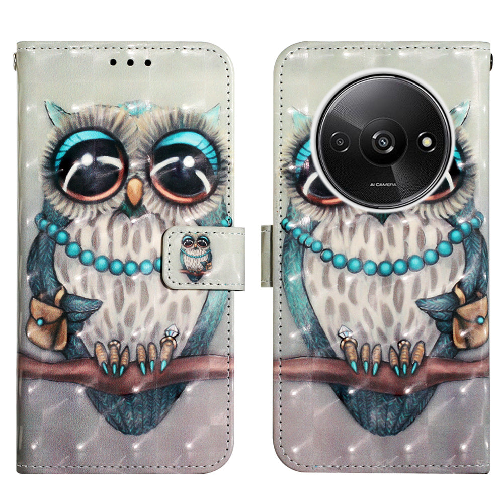 YB Pattern Printing Leather Series-2 For Xiaomi Redmi A3 / Poco C61 4G Case 3D Pattern Folio Purse Phone Cover